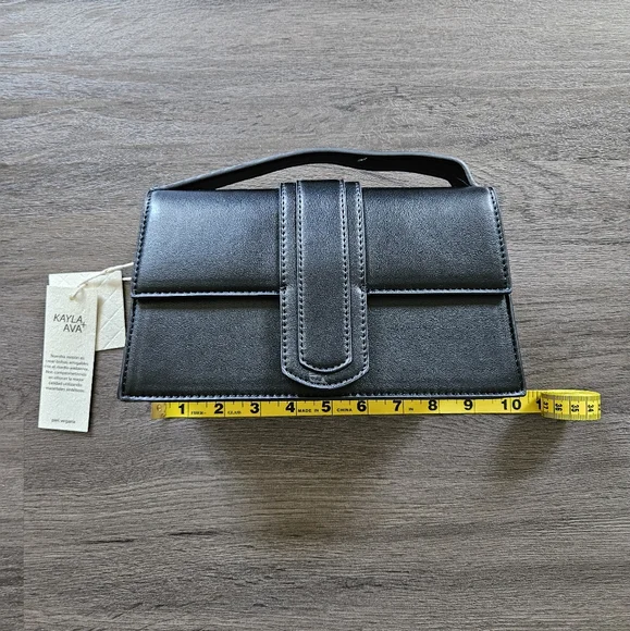 KAYLA + AVA Black Vegan Leather Miranda Mini Crossbody Bag Purse NWT - Picture 10 of 11